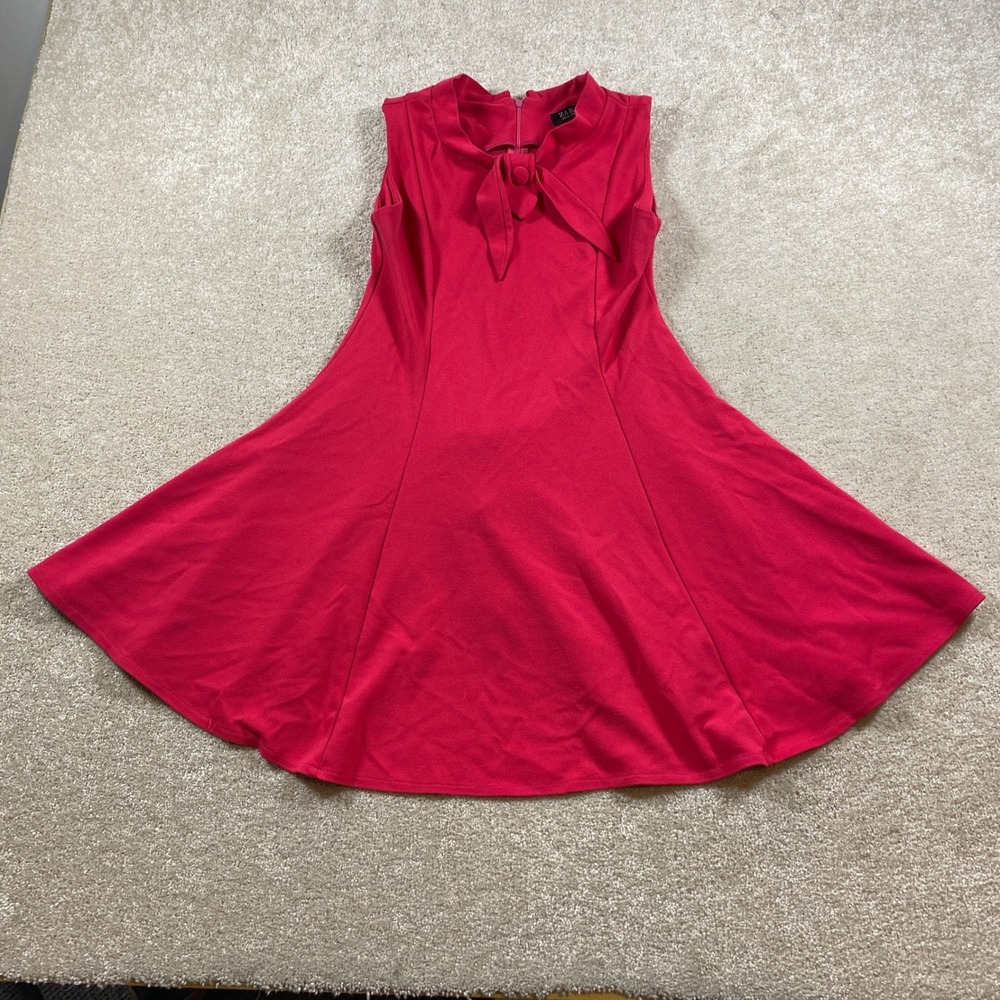 Zara Fit & Flare Dress Womens XS Red Bow Neck Sleeveless Skater Mini
